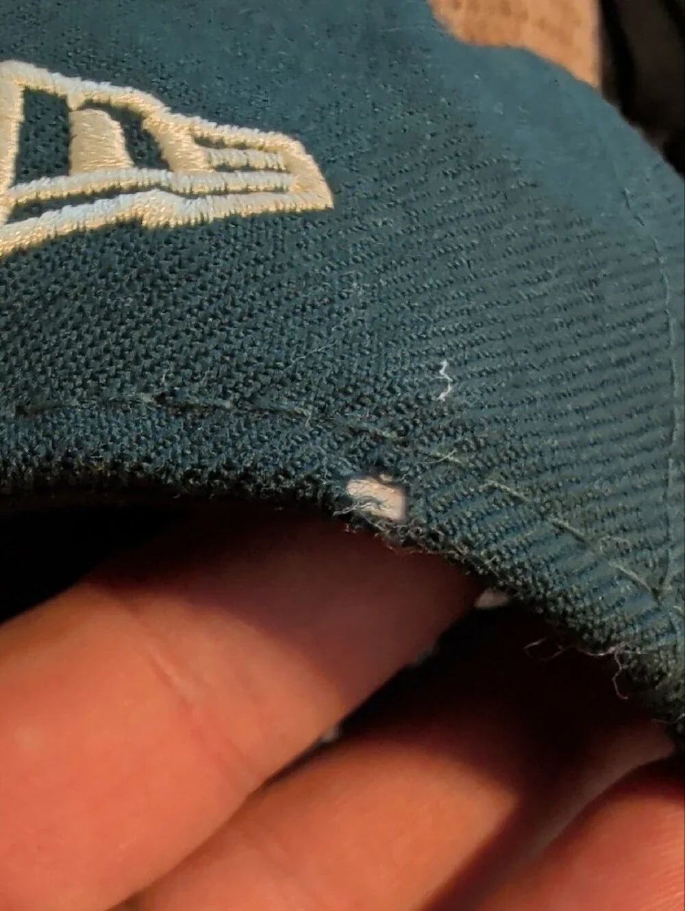 JJ&S Logo Two-Tone Snapback Cap in Dark Teal & Cream